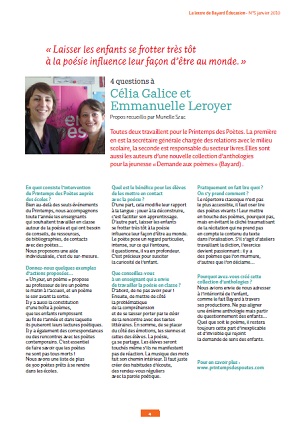 « Laisser les enfants se frotter très tôt à la poésie influence leur façon d’être au monde. »