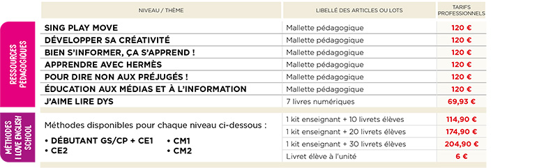 Tarifs Bayard Education 2021-2022 - Ressources pédagogiques et I Love English School