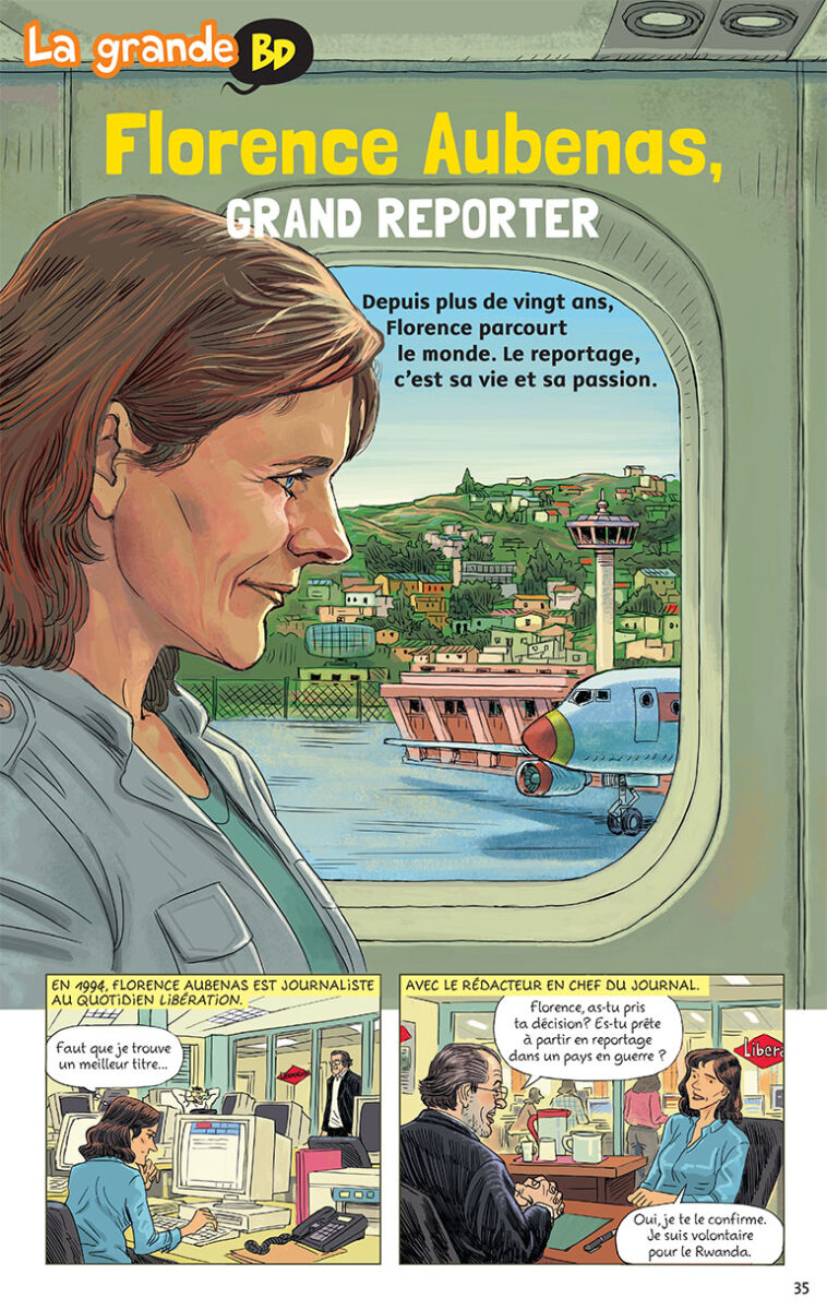 “Florence Aubenas, grand reporter”, Images Doc n°351, mars 2018. Illustrations : Kyungen Park.