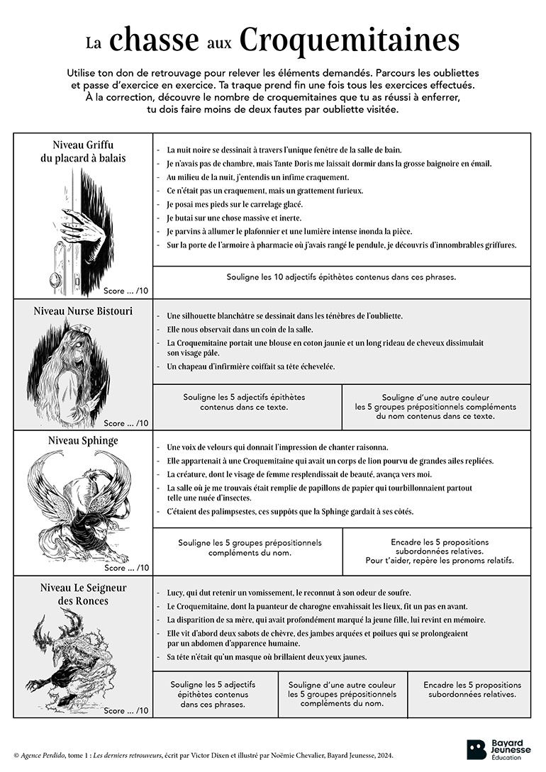 Fiche pédagogique 2 : Bilan élèves et jeux grammaticaux. “Agence Perdido” : un kit pédagogique pour étudier le livre en classe.