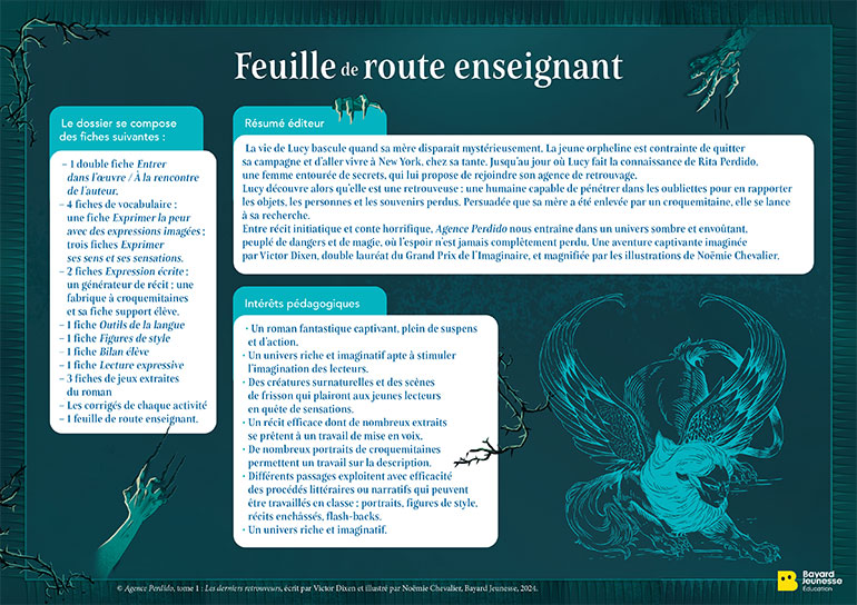 Fiche pédagogique 7 : Feuille de route enseignant. “Agence Perdido” : un kit pédagogique pour étudier le livre en classe.
