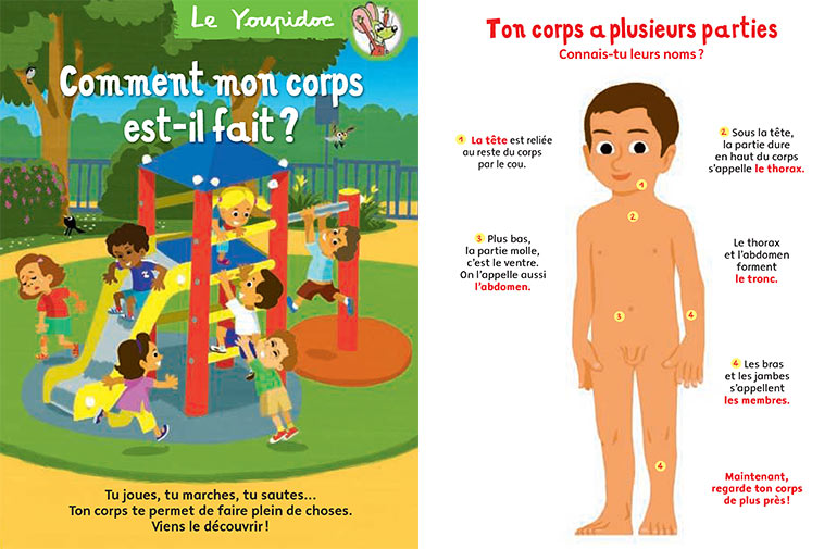 “Comment mon corps est-il fait ?”, Youpi Doc n°349. Texte : Emmanuel Chahut. Illustrations : Vincent Desplanche.