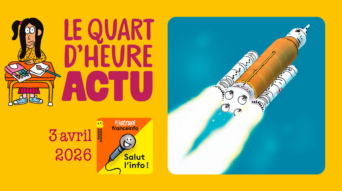 Quart d'heure Actu du 3 avril 2026. Mission Artemis-2. Illustrations : El don Guillermo et Nikol.