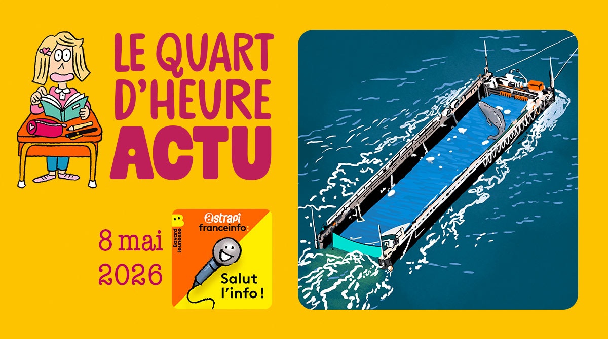 Quart d'heure Actu du 8 mai 2026. Sauvetage de Timmy la baleine. Illustrations : El don Guillermo et Nikol.