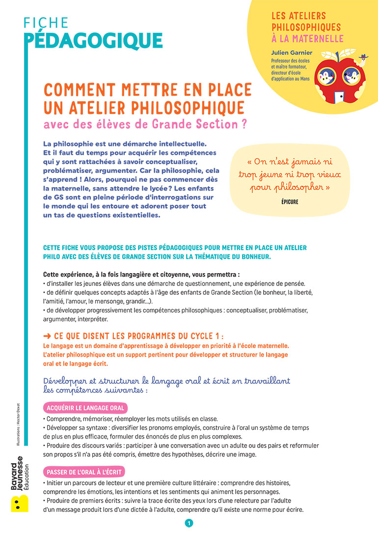 La fiche pédagogique “Comment mettre en place un atelier philosophique”