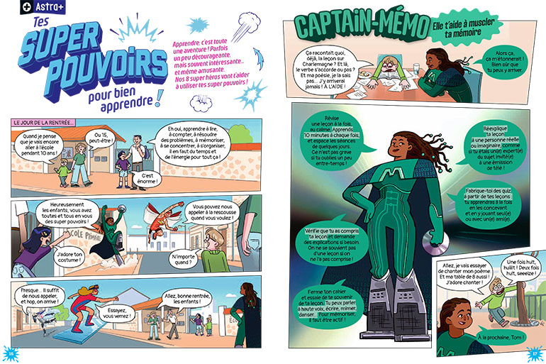 Les 8 super pouvoirs de élèves, Astrapi n°1085, 1er septembre 2026. Illustrations : Julie Ducos.
