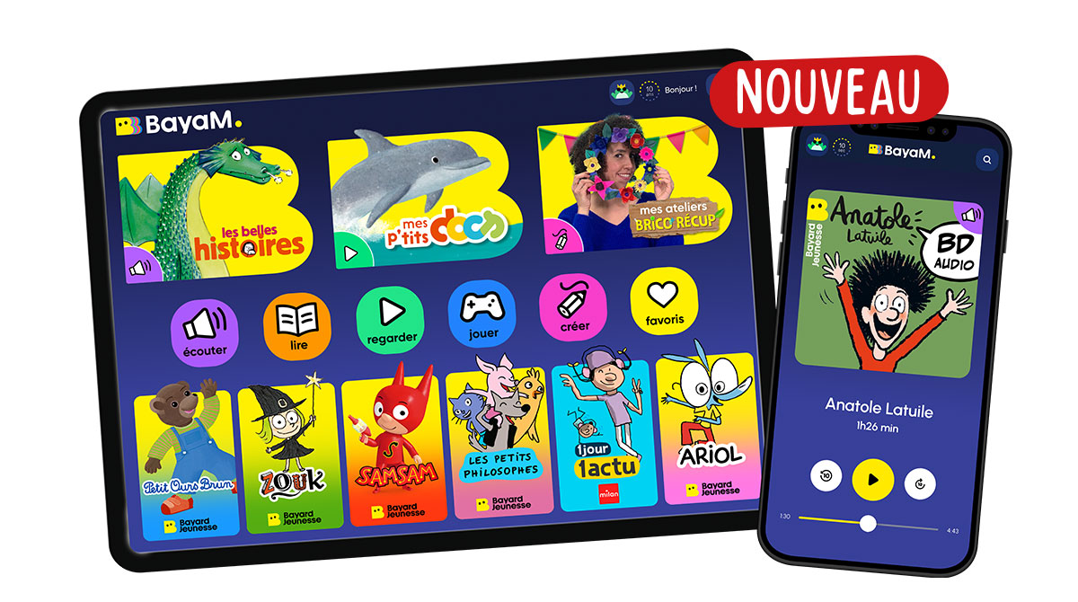 BayaM, la plateforme des enfants : un mine de ressources pour l'école. Bandeau Nouveau.
