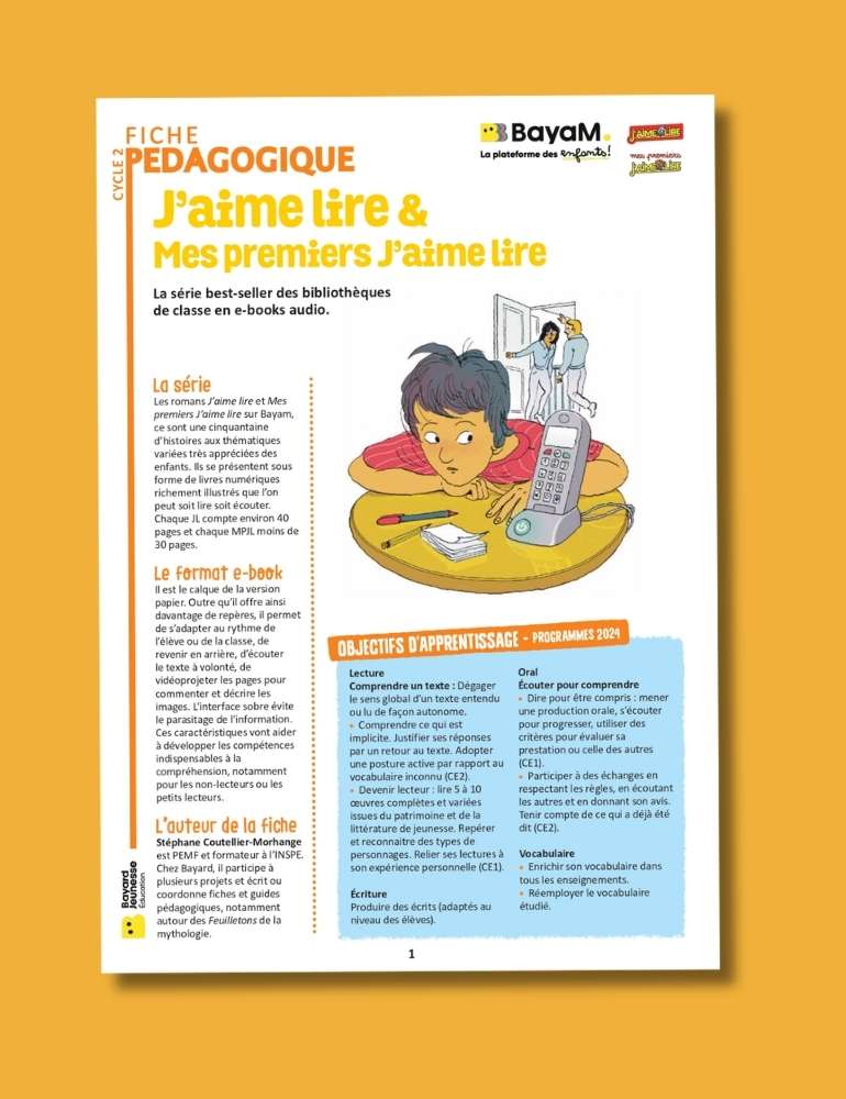 Fiche pédagogique J’aime lire et Mes premiers J’aime lire.