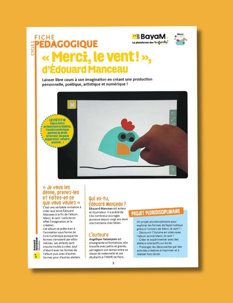 Fiche pédagogique "Merci, le vent !", d’Édouard Manceau.