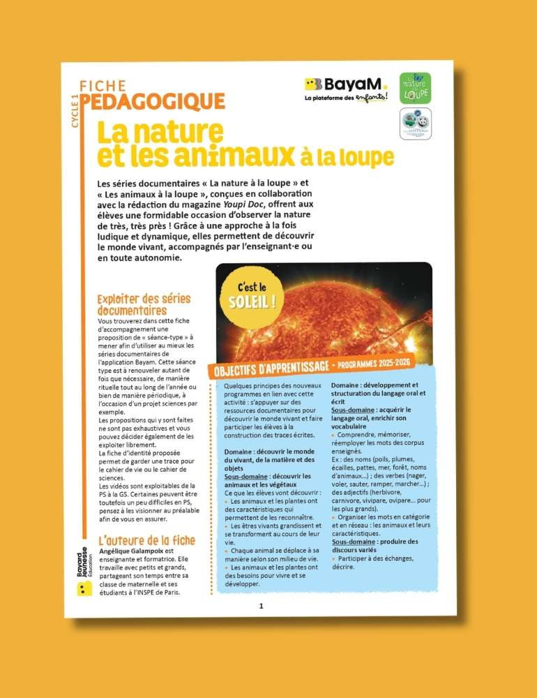 Fiche pédagogique La nature et les animaux à la loupe.