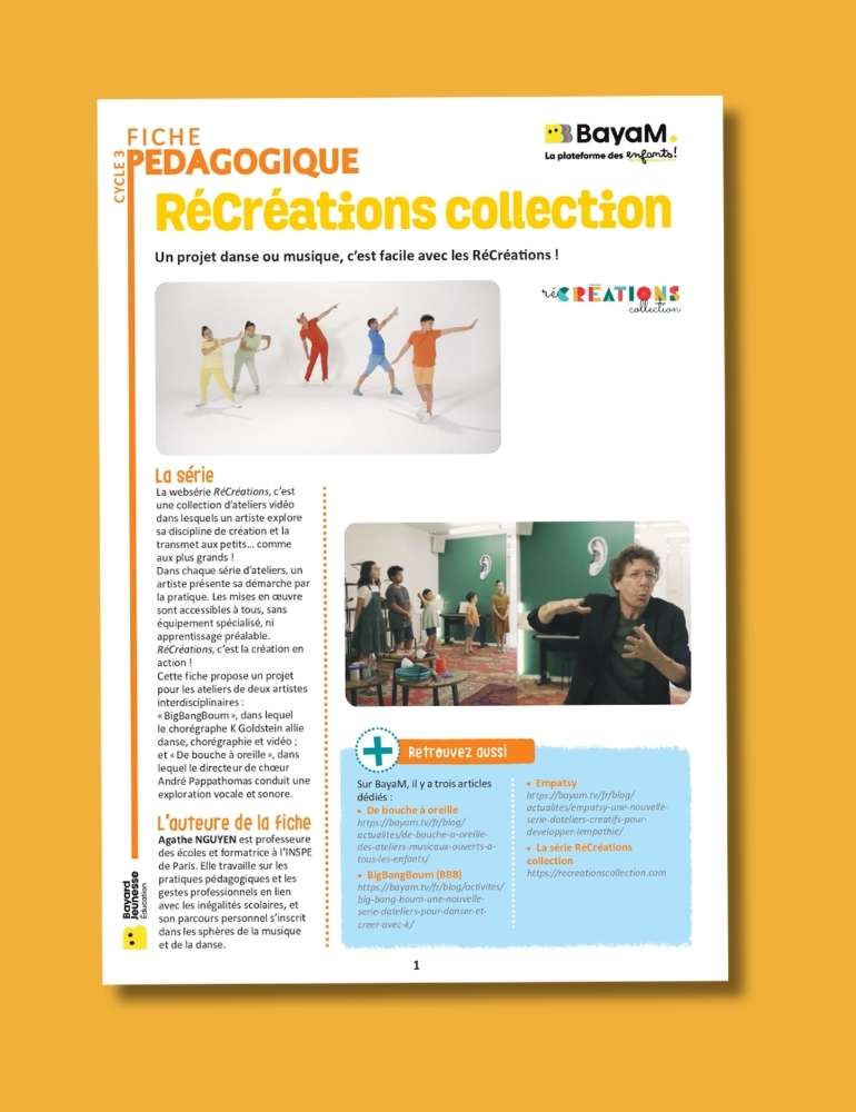 Fiche pédagogique RéCréations collection.
