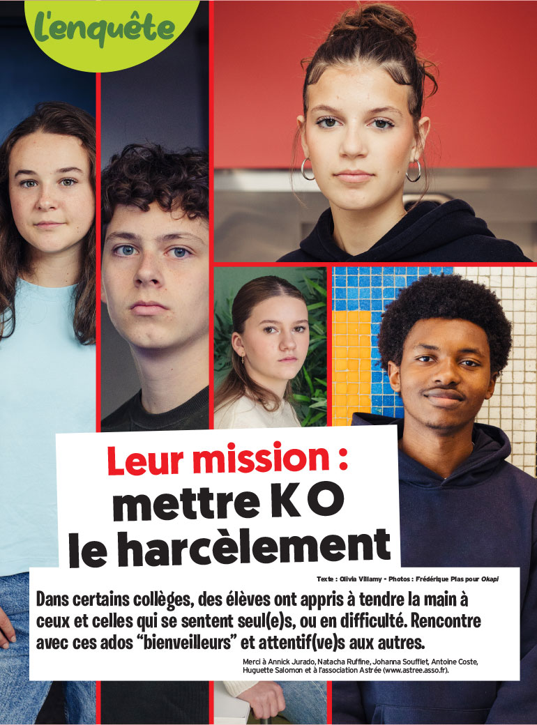 Les bienveilleurs, leur mission : mettre KO le harcèlement. Okapi n°1253,